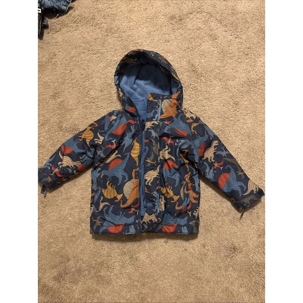 The Children's Place Boys Dinosaur Print 3 in 1 Hooded Blue Orange 3T